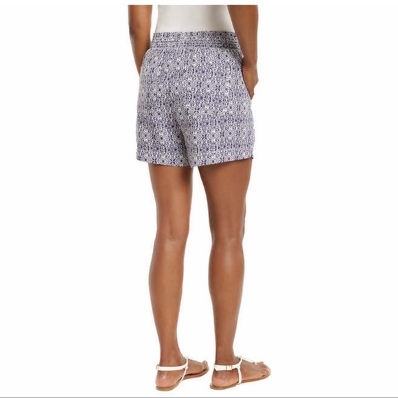 Briggs Ladies Linen Blend Short, Blue Print ( XL ) - Picture 3 of 4